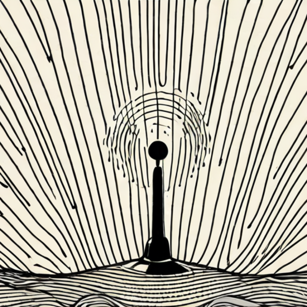 A hand-drawn illustration of radio waves emanating from an antenna, visually demonstrating wave propagation. Include labels for key components like wavelength and amplitude.