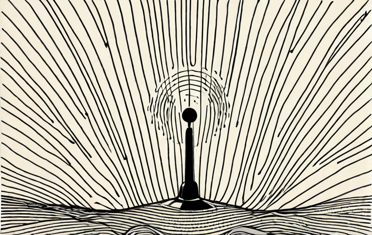 A hand-drawn illustration of radio waves emanating from an antenna, visually demonstrating wave propagation. Include labels for key components like wavelength and amplitude.