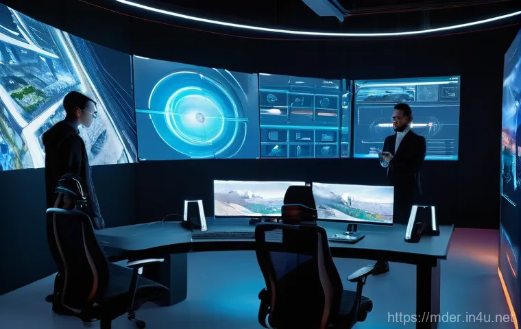 미디어기술사와 게임 엔진 활용 - **Prompt:** A diverse team of four highly skilled professionals (a female architect, a male filmmake...