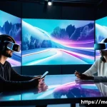 Home 17 미디어기술사와 디지털 트랜스포메이션 - **Prompt:** A group of diverse young adults, casually dressed, experiencing an immersive media conte...